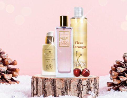 Crème visage de la gamme "Lumière", parfum féminin Ruby Chéri, gel douche fleur d'oranger