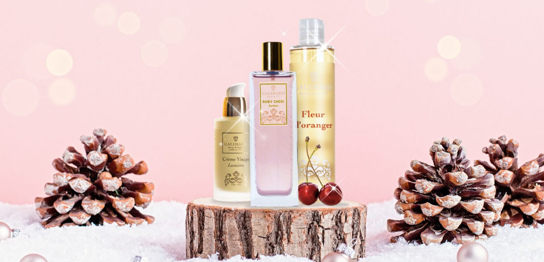 Crème visage de la gamme "Lumière", parfum féminin Ruby Chéri, gel douche fleur d'oranger