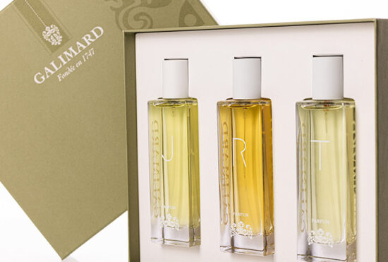 Coffret parfums mixte et unisexe : J (jasmin), R (rose), T (tubéreuse) de la gamme HERITAGE de la parfumerie grassoise Galimard