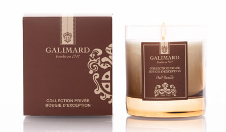 Bougie Oud Vanille Collection Privée Galimard : packaging et bougie